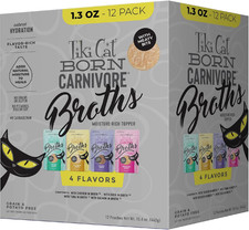 Tiki Cat Born Carnivore Broths Wet Cat Food Toppers, Variety Pack, 1.3 Oz. Pouch