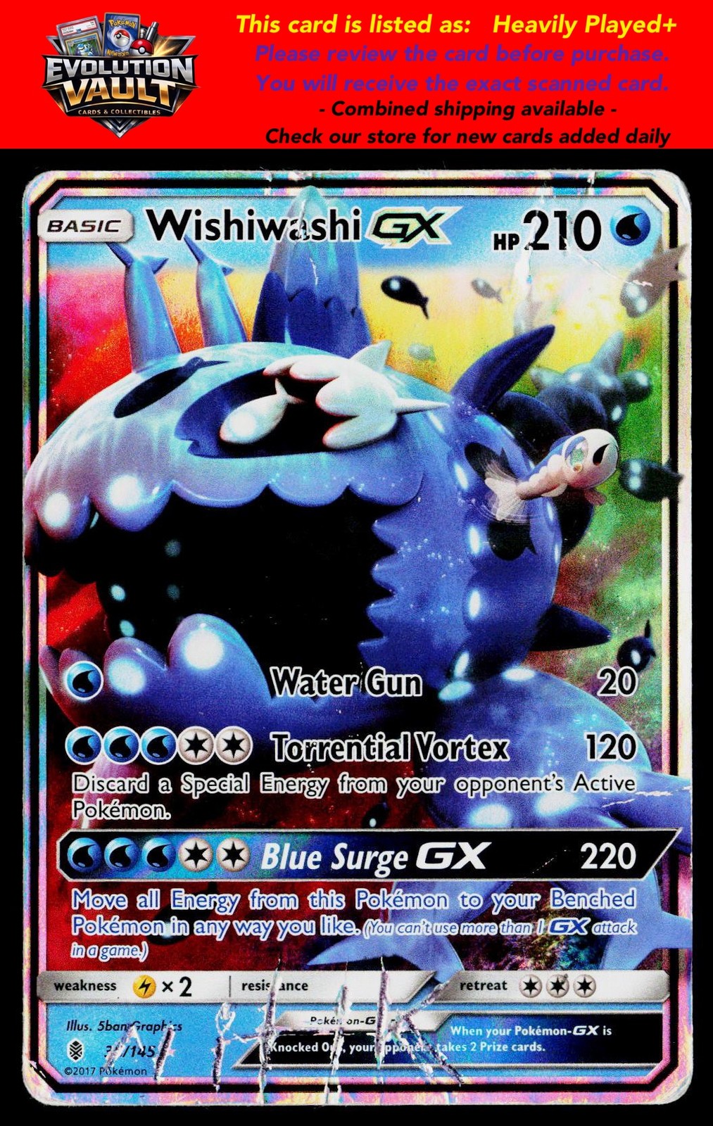 SM - Guardians Rising #38/145 Wishiwashi GX (HP)