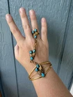 VTG Native American Slave Bracelet Ring Cuff Sterling Silver  Turquoise 12k GF