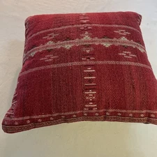 Surya Wool Woven Southwestern Tapestry Square Pillow Made in India 19 x 19 