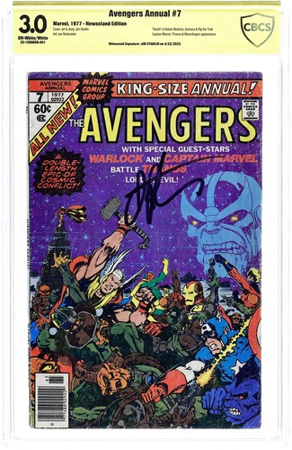 Avengers Annual #7 CBCS 3.0 Newsstand Witnessed Sig Starlin 1977 22-1EB985B-001