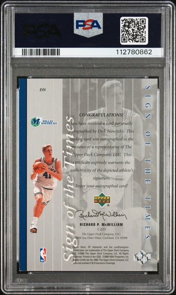 1999 SP AUTHENTIC DIRK NOWITZKI #DN SIGN OF THE TIMES PSA 5 AUTO 10 - Image 2 of 3