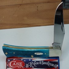 Case XX 25580 Caribbean Blue Sawcut Bone Axe Handle Knife NEW USA Stainless...