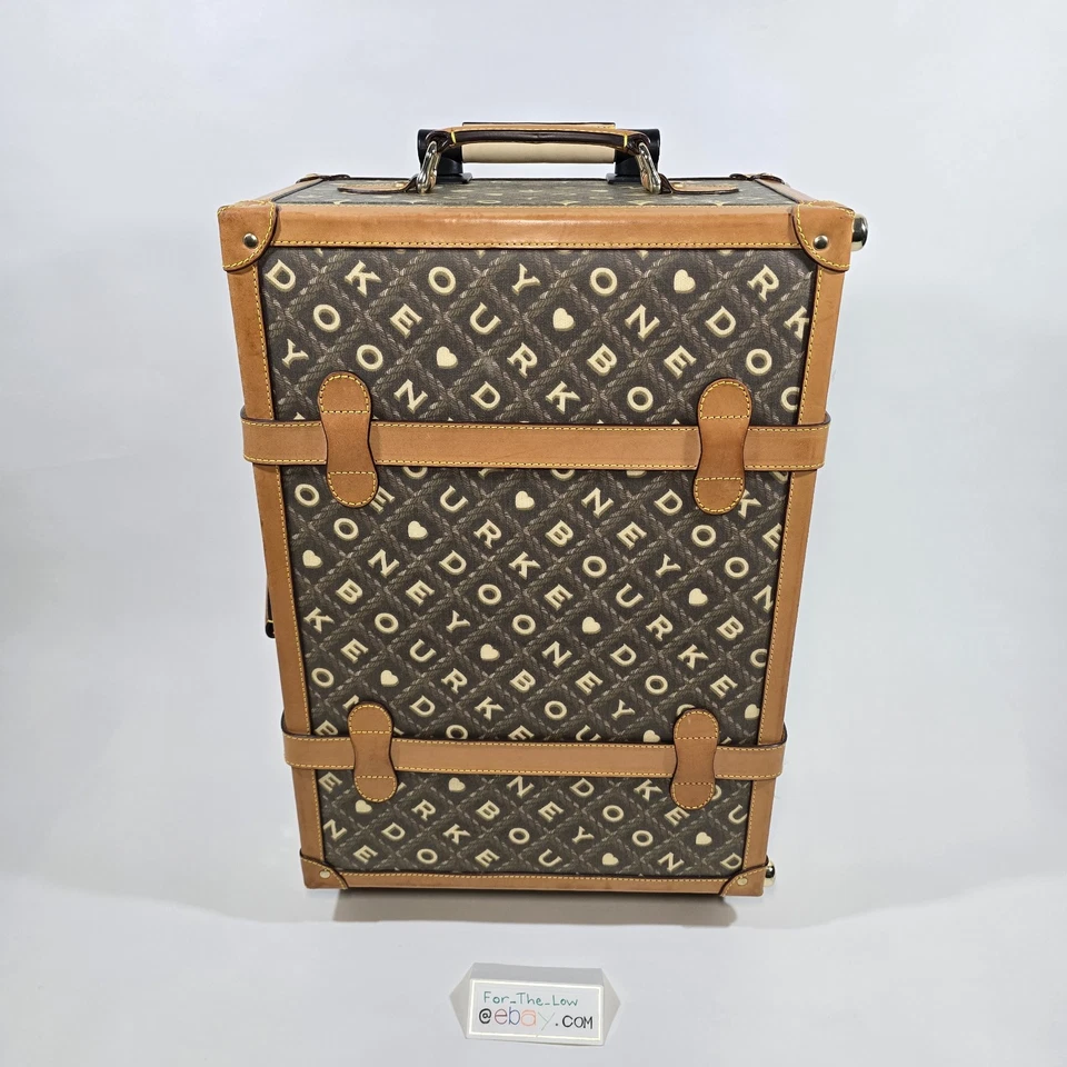 Rare Vintage DOONEY & BOURKE Hard Carry-on Rolling Luggage Trunk Travel Suitcase - Image 2 of 4