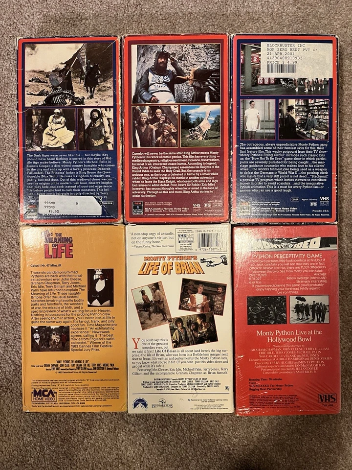 Monty Python 6 1st Release VHS RCA Holy Grail, Jabberwocky, Life Brian - Image 4 of 4