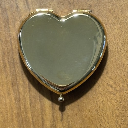 Specchio compatto Neiman Marcus cuore vintage pavè strass tono oro doppio specchio - Foto 2 di 8