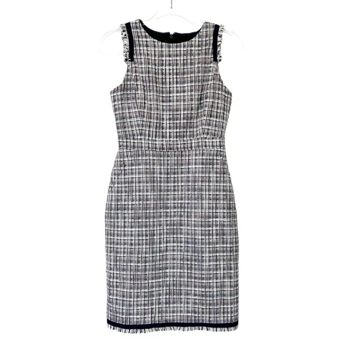 J. Abito Crew Navy Tweed Shell 100% Cotone Chanel Ufficio Tasche Professionale