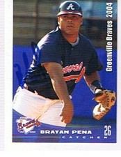 2004 GREENVILLE  BRAVES BRAYAN PENA AUTOGRAPHED CARD, BRAVES