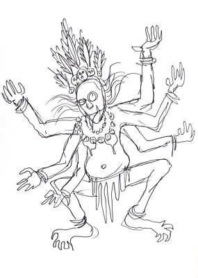 Kali Original Tusche in Papierzeichnung