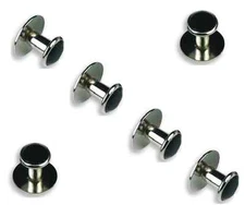 New Black Silver Shirt 6 studs French Cuffs Made in USA  1 year guarantee!