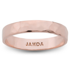 Solid 14K Rose Gold Hammered Ring 4mm Size 3   15 Faceted Stack Band