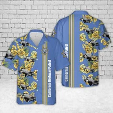 Vintage Dodge Monaco California Highway Patrol Police Car Hawaiian Shirt