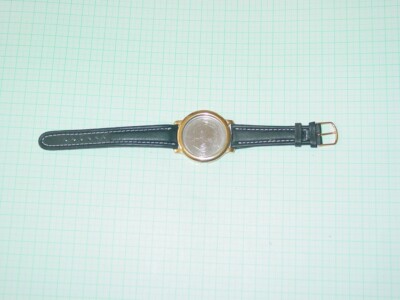 wristwatch empty case leather strap yellow metal inside D=37mm FromEU