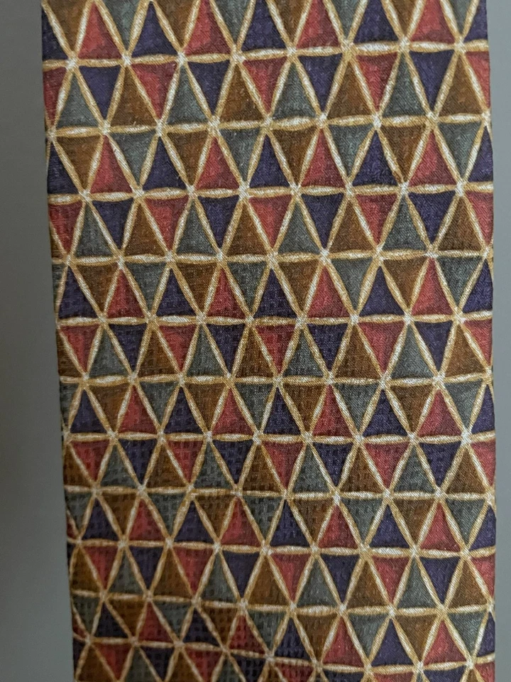 Corbata de diseñador geométrica Valentino Cravate 100 % seda multicolor hecha en Italia Foto 2 de 4