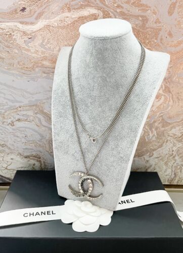Chanel CC Crescent Moon Crystal Large Pendant Long Chain Necklace - Picture 3 of 9
