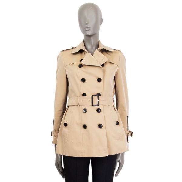 62755-1 authentische Burberry beige Trenchjacke mit Reißverschluss vorne UK 10 US 8
