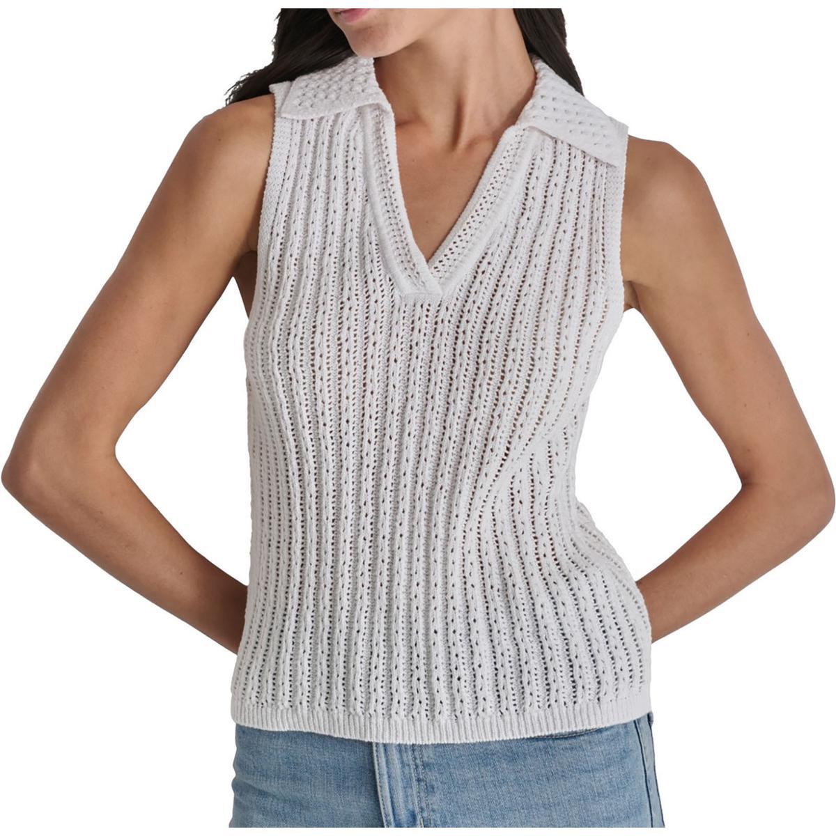 Джинсовый женский свитер с белым воротником и хлопковой майкой DKNY Jeans XL BHFO 8660