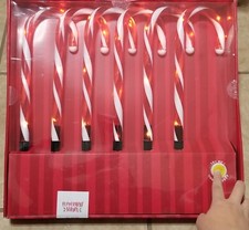Peppermint Square 6pc Light Up Candy Cane Yard Stakes