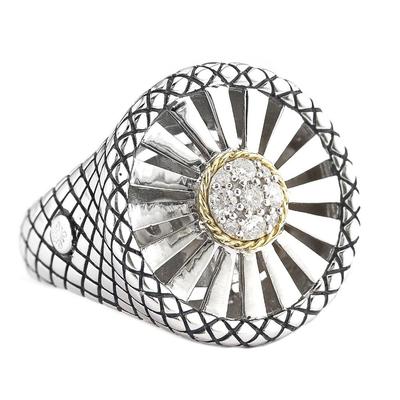 Andrea Candela 18k Gelbgold & Silber Diamant Pave Halo Kabel Ring ACR239/19