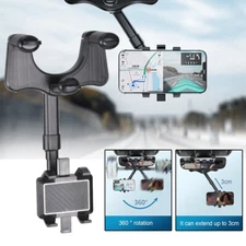Universal Car Rearview Mirror Phone Holder 360° Rotatable Mount Stand for iPhone