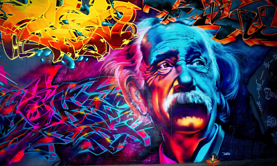 ALBERT EINSTEIN GRAFFITI CANVAS WALL ART READY TO HANG CP151 | eBay