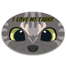 Magnet Me Up I Love My Tabby Cute Cat Breed Car Magnet Decal, 4x6 Inches Oval