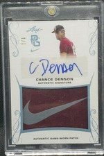 CHANCE DENSON 2017 Leaf Perfect Game DUAL AUTO Jersey NIKE LOGO PATCH SP #1/1 of