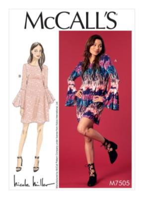 McCall's M7505 Misses Boho Chic, Retro Flair Dress, Retro Style Sewing Pattern 