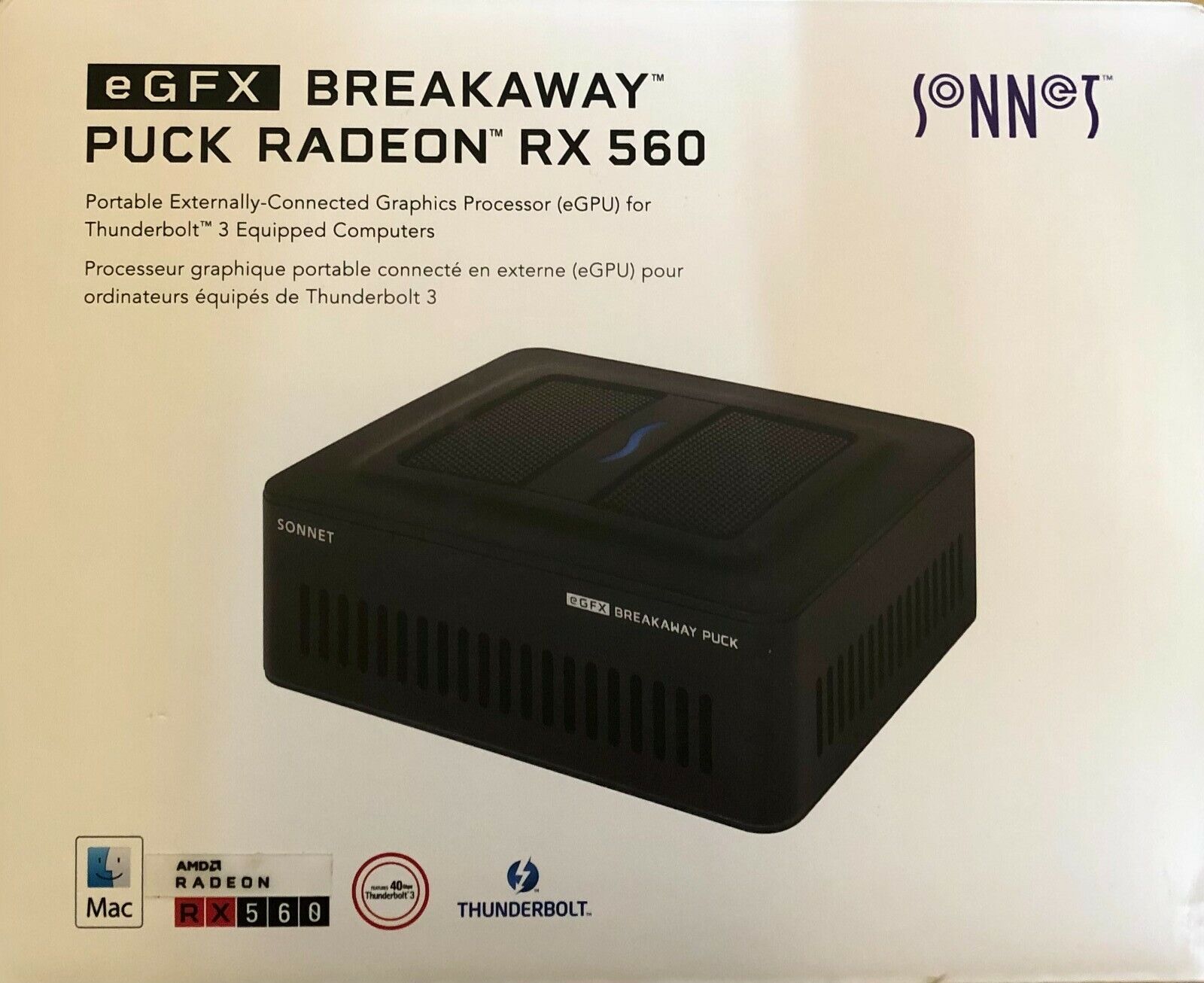 Sonnet eGFX Breakaway Puck RX560 w/orig box  Apple Thunderbolt Adapter TB2 cable