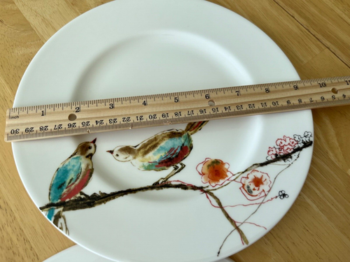 LENOX Bone China Simply Fine CHIRP Salad Or Luncheon White Plate Birds 9 1/4 NEW - Picture 2 of 5