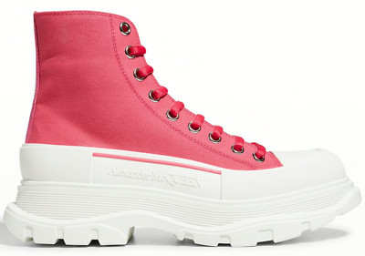 NIB Alexander McQueen Tread Slick Canvas Logo High Top Sneakers Boots 41.5 $890