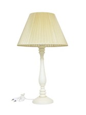 LAMPADA GRANDE LUME IN LEGNO AVORIO DA TAVOLO PARALUME TORTORA PLISSÈ H 53 CM