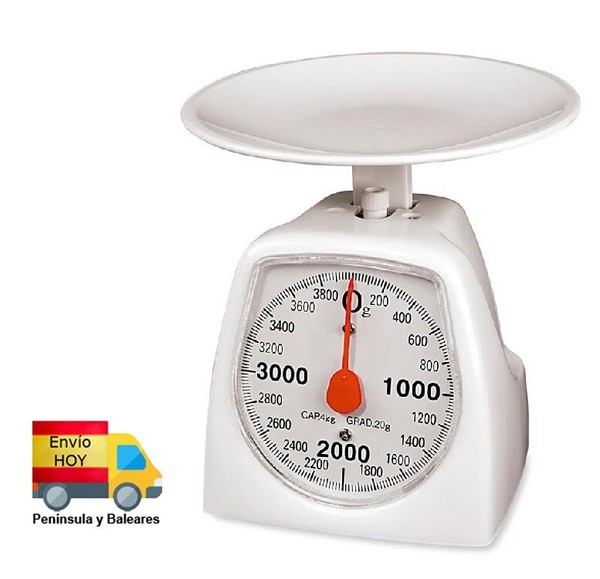 BASCULA DE COCINA BALANZA ANALOGICA CON BANDEJA HASTA 4 KG