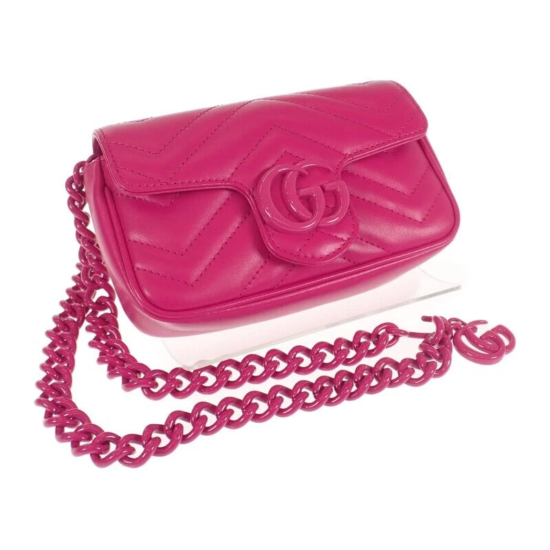 Sac ceinture GUCCI GG Marmont sac chaîne cuir rose fuchsia femme TGIS