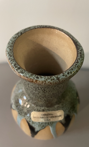 SALE Original Saguaro Stoneware USA Drip Glaze Vase Shades of Blue 7"H - Picture 6 of 8