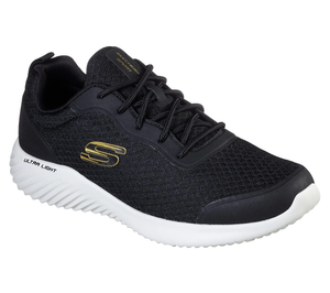 Skechers 232005 Bounder Voltis Mens Black Gold Lace Up Trainer | eBay