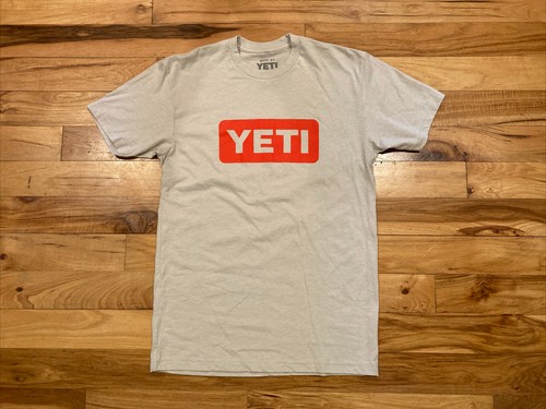 Yeti Coolers T-Shirt Mens Size Small Beige Red Short Sleeve Camping Outdoors