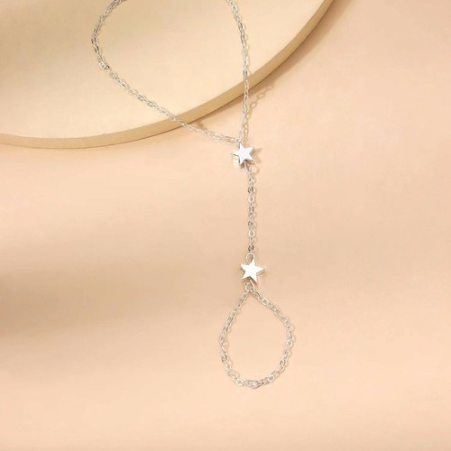 Fashion Women Jewelry Creative Retro Finger Bracelet Double 3D Stars Wrist 0596 - Picture 5 of 7