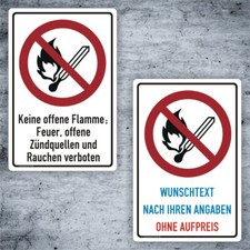 Feuer, Flamme, Verbotsschild Schild Aufkleber Kombischild DIN EN ISO 7010 P003
