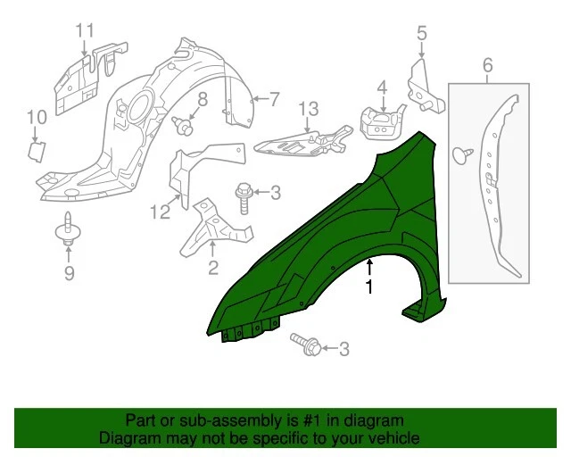 Guardabarros delantero Ford pasajero 6H6Z-16005-AA Lincoln MKZ Zephyr 2006-2009 nuevo OEM Foto 3 de 4