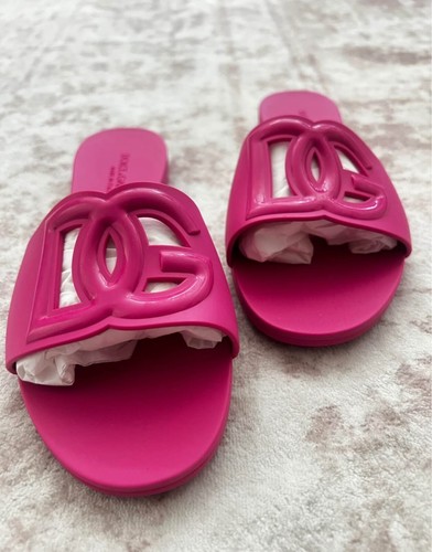 Dolce And Gabbana Interlock Logo Rubber Slides With Bag Box EU37