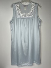 Lady Manhattan Vintage Women's Large Shear Light Blue Nylon Sleeveless Nightgown
