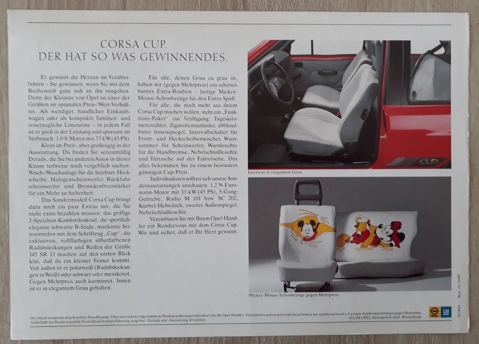 Opel Corsa Cup Special Edition Brochure / Leaflet 1987 - Vauxhall - Image 2 of 2