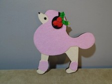 HANDMADE WOODEN PRETTY IN PINK POODLE DOG 4.5  X 4.25  ORNAMENT CB1692 