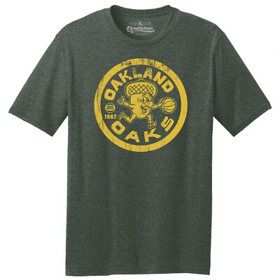 Oakland Oaks 1967 ABA Logo Basketball TRI-BLEND Tee Shirt Green Heather 