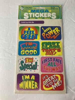 TREND ENTERPRISES MEGA STICKERS T-2052 UP WITH ME VINTAGE 1990 NEW IN PACKAGE