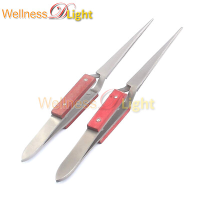 2 PC REVERSE CROSS ACTION SELF GRIP TWEEZERS HOLDING SOLDERING JEWELRY STRAIGHT 