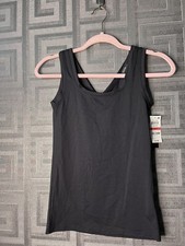 Alfani Tank Womens XS Black Sleeveless Stretch Wear 2 Ways Scoop Or Vneck New