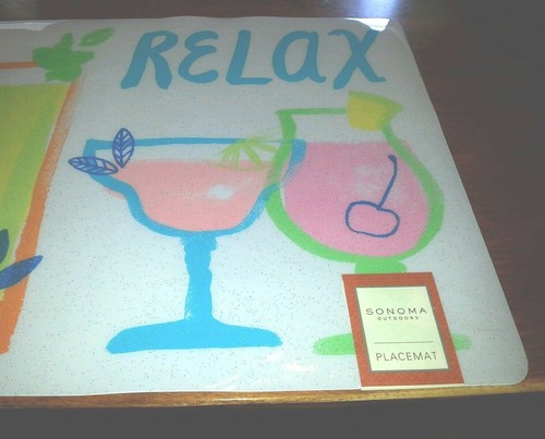 SONOMA LIFE & STYLE OUTDOOR PLACEMATS " RELAX " COCKTAILS ( SET OF 4 ) NEW - Picture 4 of 4