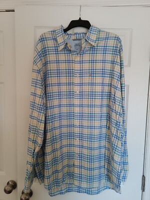 Izod Men’s Saltwater Relaxed Classics XXL TALL 2XLT Shirt Button Down PLAID 